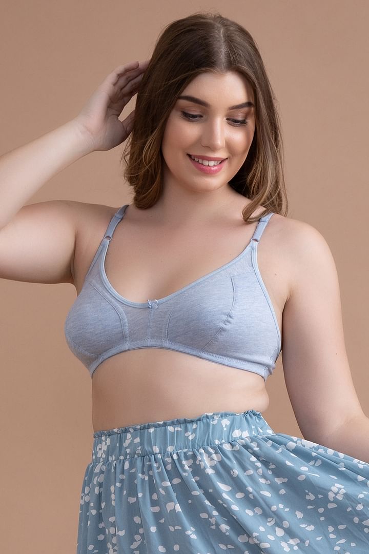 Buy Level 1 Push-Up Non-Wired Demi Cup Multiway Bra in Blue Melange -  Cotton Rich Online India, Best Prices, COD - Clovia - BR1394P03
