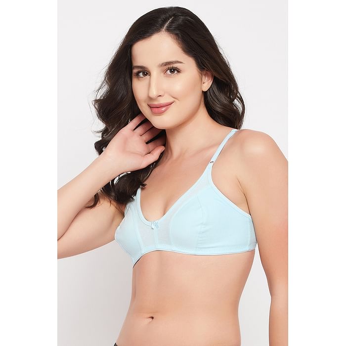 

Clovia Non-Padded Non-Wired Full Cup Bra in Light Blue - Cotton - BR0925V03