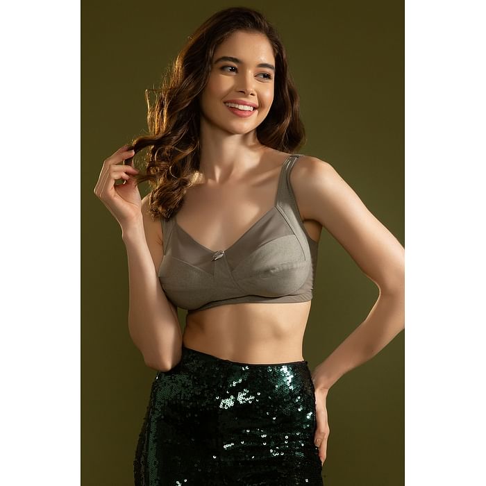

Clovia Non-Padded Non-Wired Full Figure Bra in Light Grey - BR1989A01