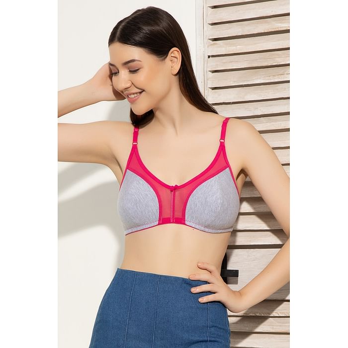 

Clovia Non-Padded Non-Wired Full Cup Bra in Light Grey Melange - Cotton - BR1652T01