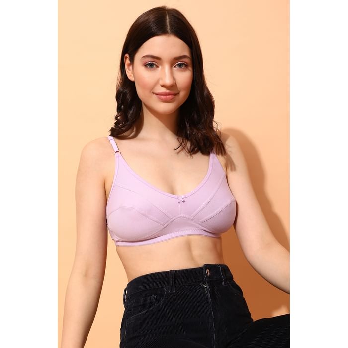 

Clovia Non-Padded Non-Wired Full Cup Bra in Lilac - Cotton - BR1876B12, Lavender