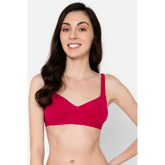 

Clovia Non-Padded Non-Wired Full Cup Bra in Magenta - Cotton - BR2038M14, Pink