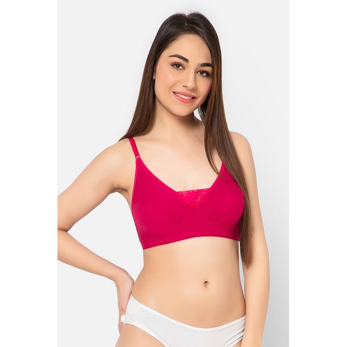 

Clovia Non-Padded Non-Wired Full Cup Cami Bra in Magenta - Cotton - BR1602B14, Pink