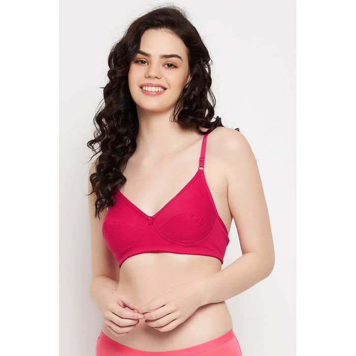 

Clovia Non-Padded Non-Wired Full Cup Bra in Magenta - Cotton Rich - BR1100A14, Pink