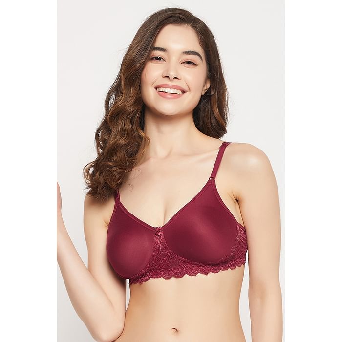 

Clovia Non-Padded Non-Wired Full Cup T-shirt Bra in Maroon - Cotton - BR3005P09