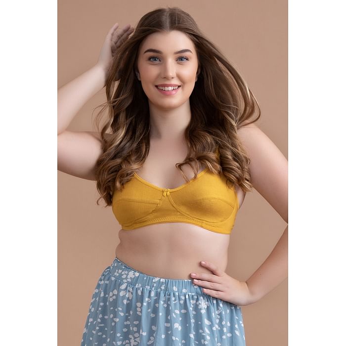 

Clovia Non-Padded Non-Wired Full Cup Bra in Mustard Colour - Cotton - BR0227Q07