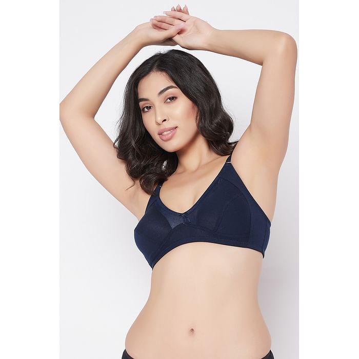 

Clovia Non-Padded Non-Wired Full Cup Bra in Navy- Cotton - BR0384S08