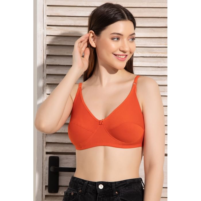 

Clovia Non-Padded Non-Wired Full Cup Bra in Orange - Cotton - BR0227D16