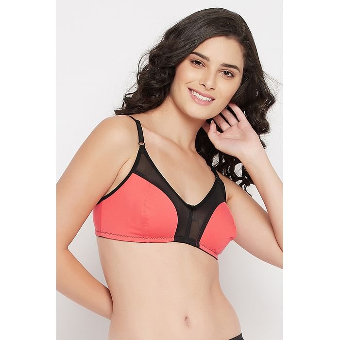 

Clovia Non-Padded Non-Wired Full Cup Bra in Peach Colour - Cotton - BR1652A34