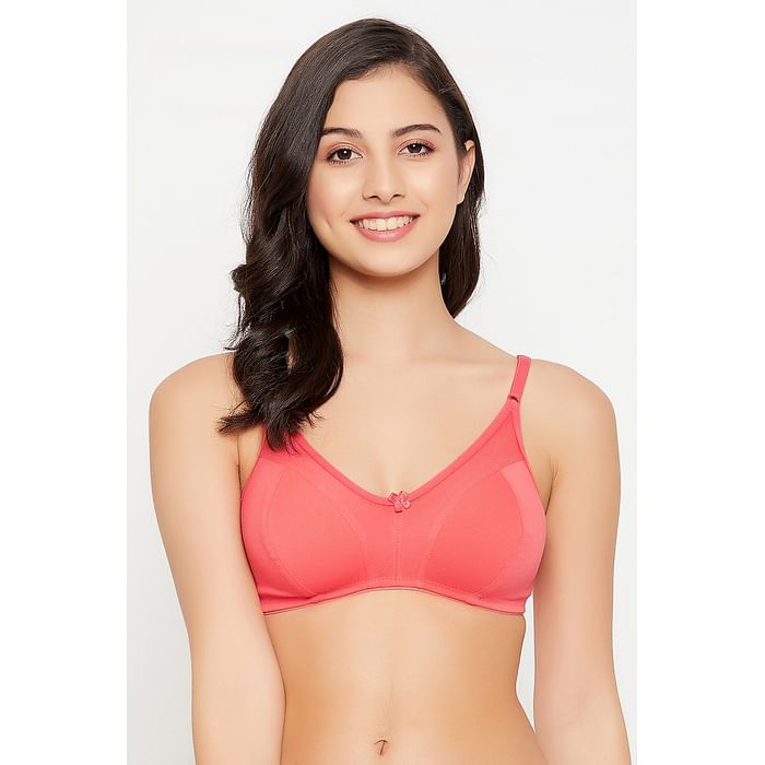 

Clovia Non-Padded Non-Wired Full Cup Bra in Peach Colour - Cotton - BR0925A34, Teal