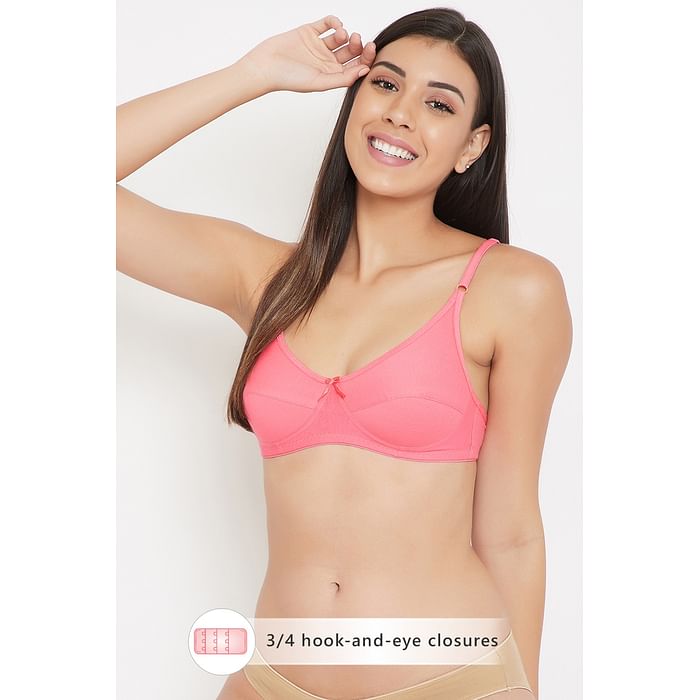 

Clovia Non-Padded Non-Wired Full Cup Bra in Peach Pink - Cotton - BR0227B14