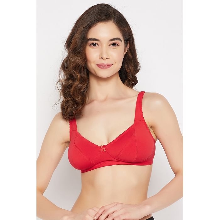 

Clovia Non-Padded Non-Wired Full Cup Bra in Red - Cotton - BR2038E04