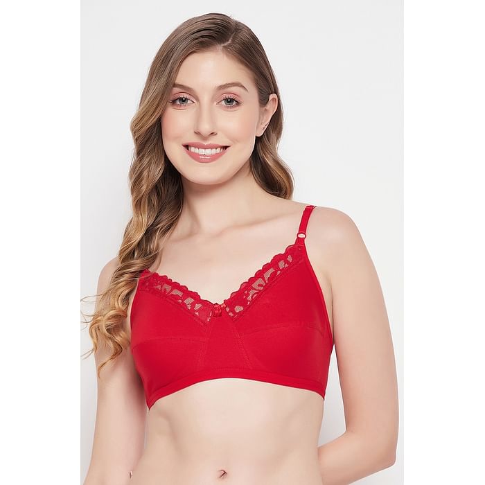 

Clovia Non-Padded Non-Wired Full Cup Bra in Red - Cotton - BR2431A04