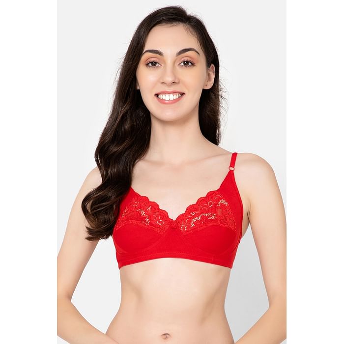 

Clovia Non-Padded Non-Wired Full Cup Bra in Red - Cotton - BR0866A04