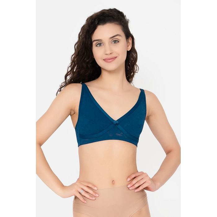 

Clovia Non-Padded Non-Wired Full Cup Bra in Royal Blue - Lace - BR1547T36, Teal