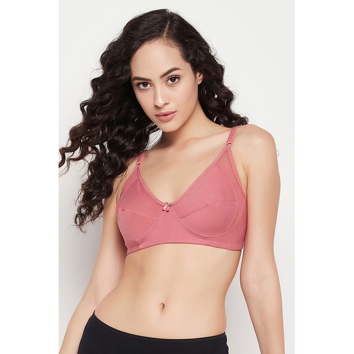 

Clovia Non-Padded Non-Wired Full Cup Bra in Salmon Pink - Cotton - BR1780A22, Light pink