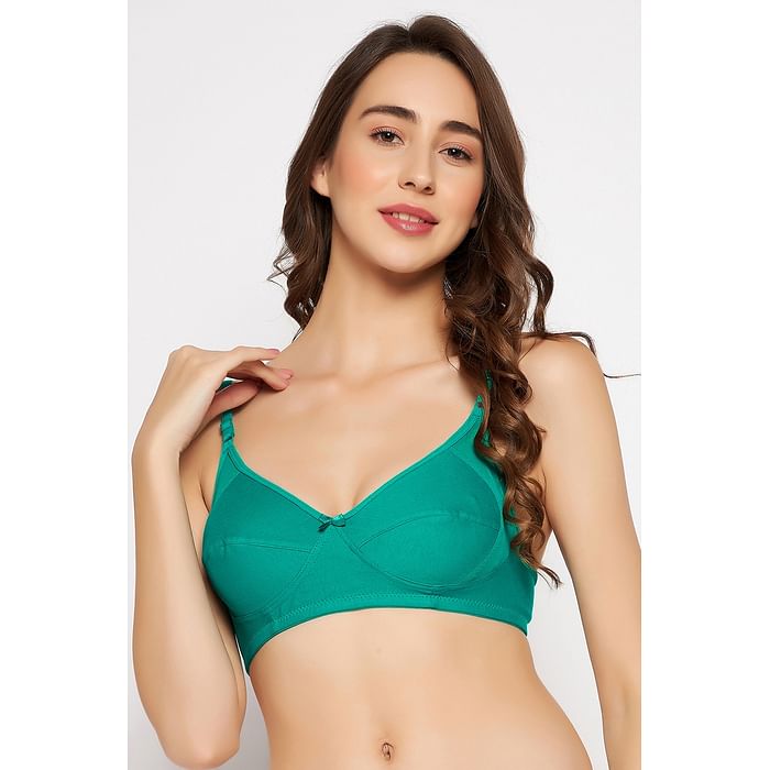 

Clovia Non-Padded Non-Wired Full Cup Bra in Sea Green - Cotton - BR1780W36, Teal