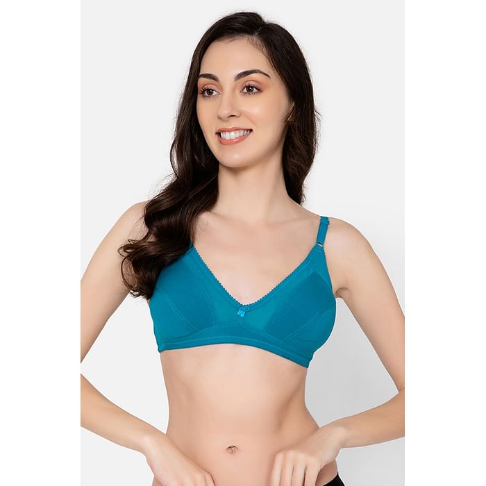 

Clovia Non-Padded Non-Wired Full Cup Bra in Sky Blue - Cotton - BR0384L03, Light blue