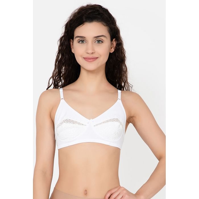 

Clovia Non-Padded Non-Wired Full Cup Bra in White - Lace - BR4005P18