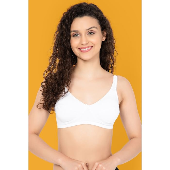 

Clovia Non-Padded Non-Wired Full Cup Bra in White - Cotton - BR1797A18