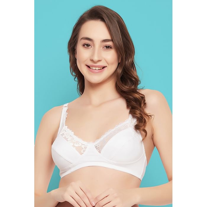 

Clovia Non-Padded Non-Wired Full Cup Bra in White - Cotton - BR2341P18