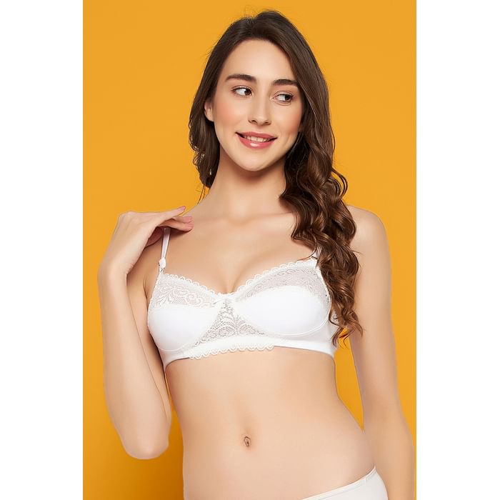 

Clovia Non-Padded Non-Wired Full Cup Bra in White - Cotton - BR4006P18