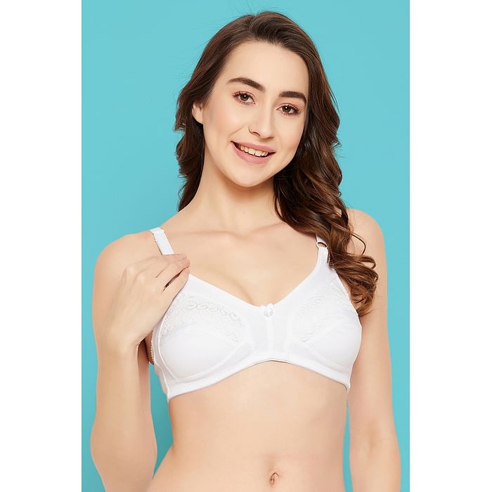 

Clovia Non-Padded Non-Wired Full Cup Bra in White - Cotton Rich - BR2151P18
