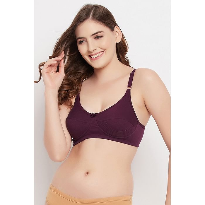 

Clovia Non-Padded Non-Wired Full Cup Bra in Wine Colour - Cotton Rich - BR1997A15, Purple