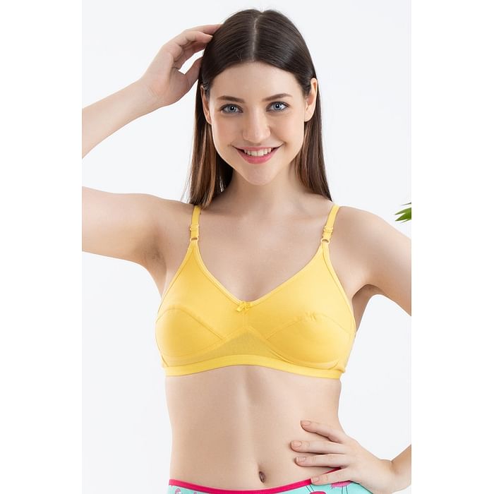 

Clovia Non-Padded Non-Wired Full Cup Bra in Yellow - 100% Cotton - BR2103A02, Light yellow