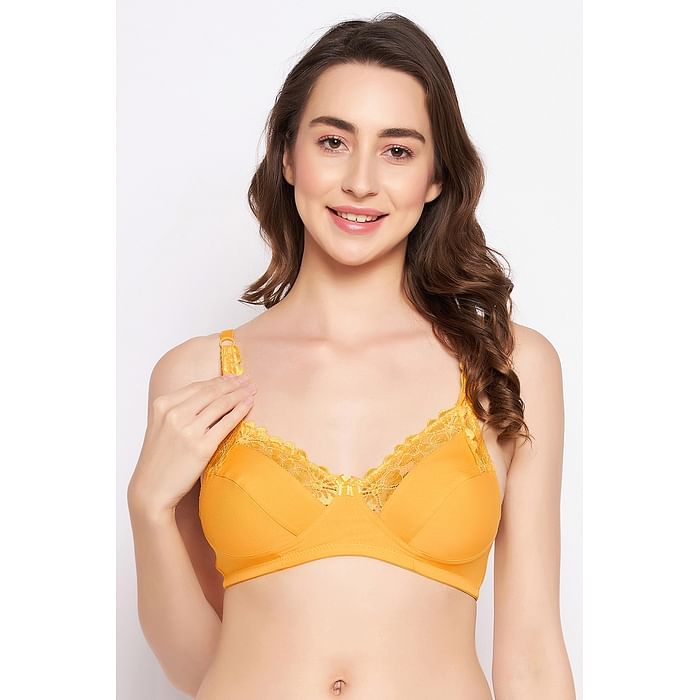 

Clovia Non-Padded Non-Wired Full Cup Bra in Yellow - Cotton - BR2341P02, Light yellow