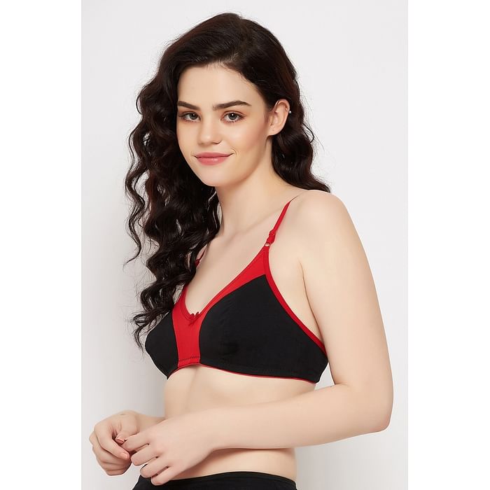 

Clovia Non-Padded Non-Wired Full Cup Colourblocked Bra in Black - Cotton - BR1652B13