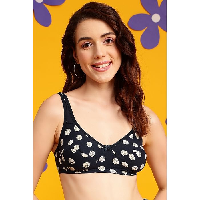 

Clovia Non-Padded Non-Wired Full Cup Dot Print Bra in Navy - Cotton - BR1797Y08