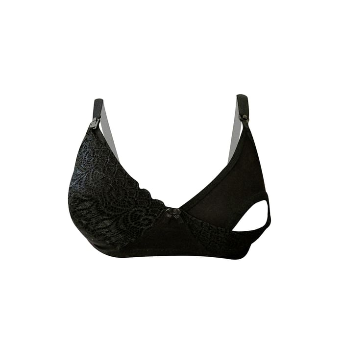 

Clovia Non-Padded Non-Wired Full Cup Feeding Bra in Black - Cotton - BR3003P13