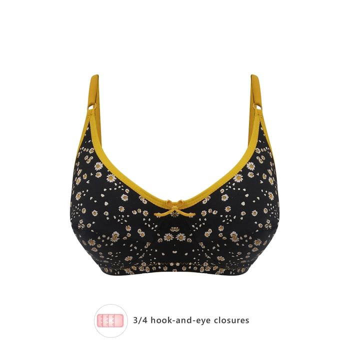 

Clovia Non-Padded Non-Wired Full Cup Floral Print Bra in Black - Cotton - BR0227S13