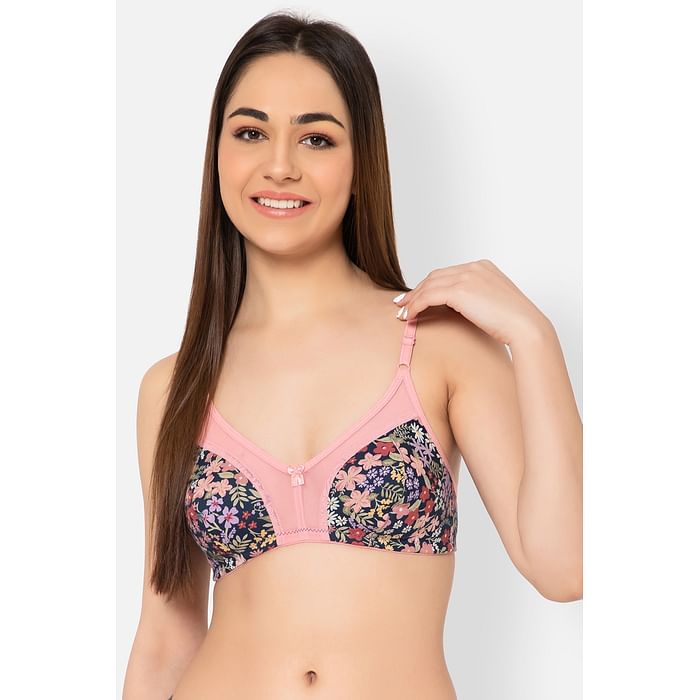 

Clovia Non-Padded Non-Wired Full Cup Floral Print Bra in Multicolour - Cotton - BR1652A19
