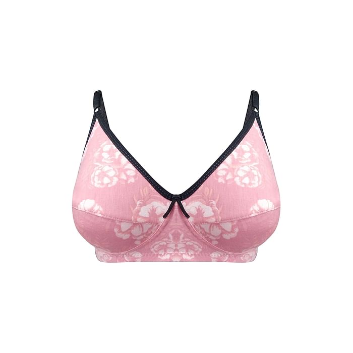 

Clovia Non-Padded Non-Wired Full Cup Floral Print Everyday Bra in Blush Pink - Cotton - BR0227I22, Light pink