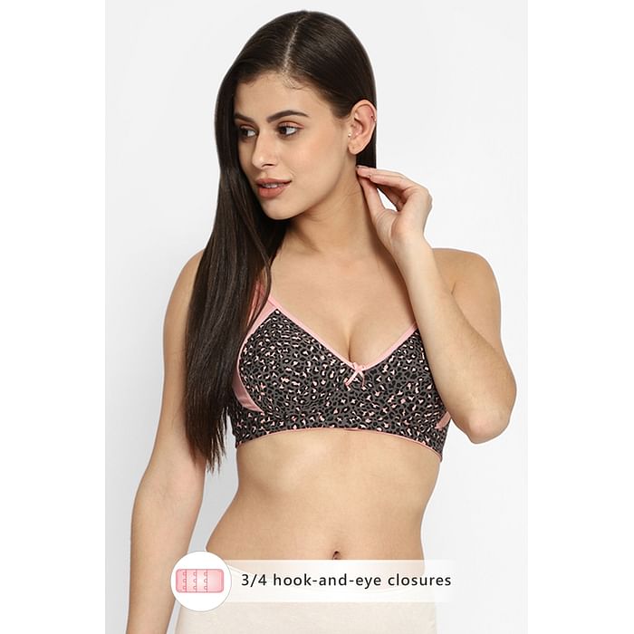 

Clovia Non-Padded Non-Wired Full Cup Leopard Print Bra in Dark Grey - Cotton - BR1780Y05