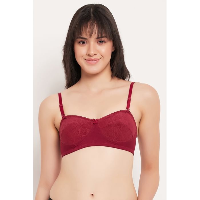 

Clovia Non-Padded Non-Wired Full Cup Multiway Balconette Bra in Maroon - Cotton - BR2425A09