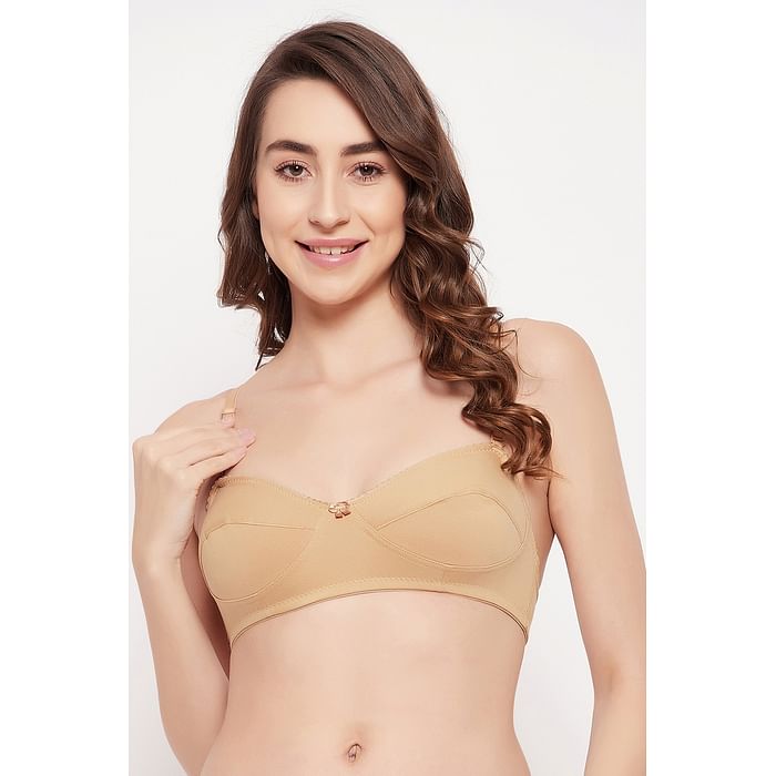 

Clovia Non-Padded Non-Wired Full Cup Multiway Balconette Bra in Nude Colour - Cotton - BR0857B24