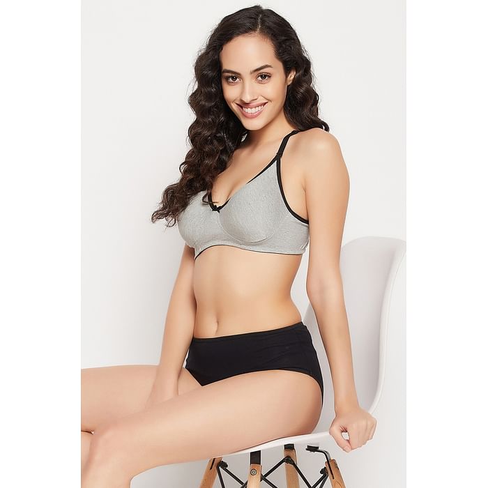 

Clovia Non-Padded Non-Wired Full Cup Multiway T-shirt Bra in Grey Melange - Cotton - BR0842R01, Light grey