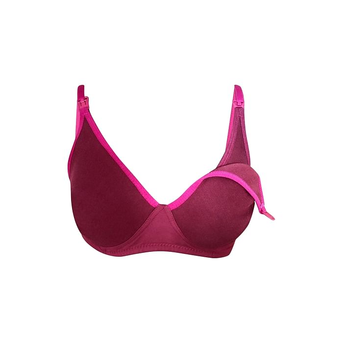

Clovia Non-Padded Non-Wired Full Cup Nursing Bra in Maroon - Cotton - BR1588P09