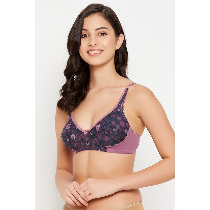 

Clovia Non-Padded Non-Wired Full Cup Animal Print Bra in Navy - 100% Cotton - BR1797E08