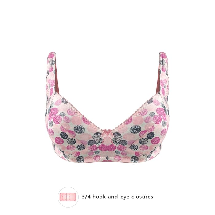 

Clovia Non-Padded Non-Wired Full Cup Printed Bra in Pink - Cotton - BR2038A22, Light pink