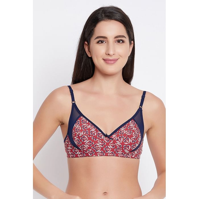 

Clovia Non-Padded Non-Wired Full Cup Printed Bra in Red - Cotton - BR1780G04