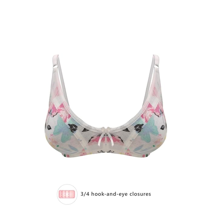 

Clovia Non-Padded Non-Wired Full Cup Printed Bra in White - Cotton - BR0925B18