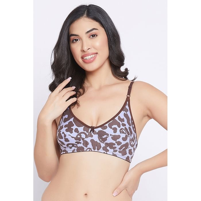 

Clovia Non-Padded Non-Wired Full Cup Abstract Print Everyday Bra in Lilac - Cotton - BR0227Q12, Lavender