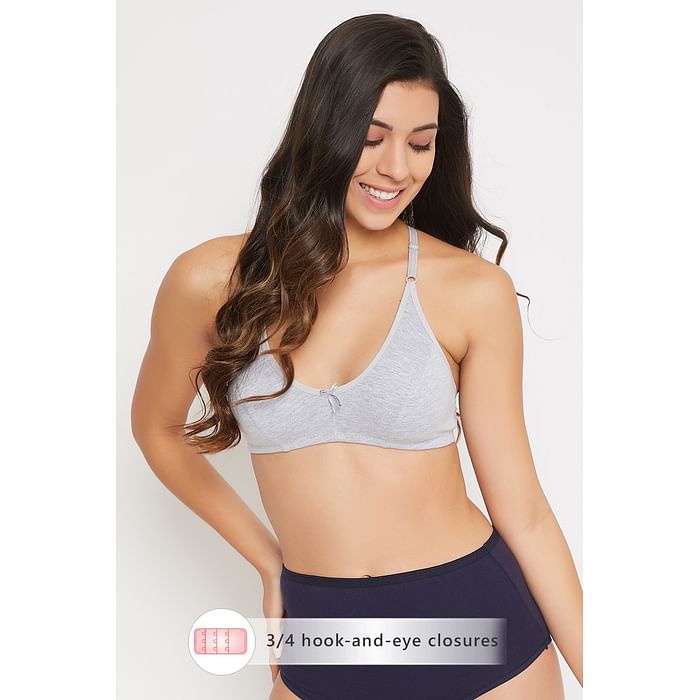 

Clovia Non-Padded Non-Wired Full Cup Racerback Bra in Grey - Cotton - BR1627V01, Light grey