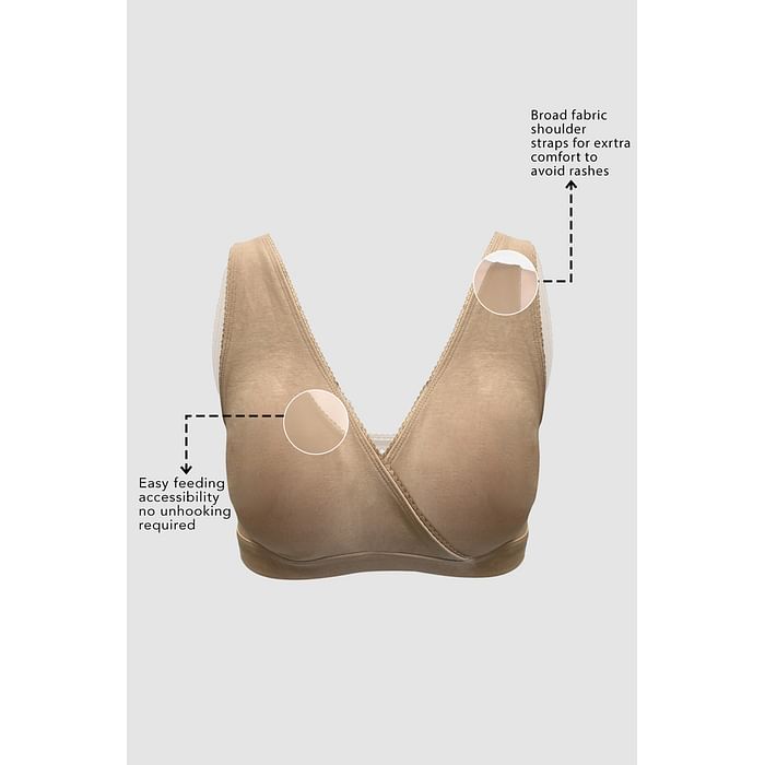 

Clovia Non-Padded Non-Wired Full Cup Slip-On Feeding Bra in Nude Colour - Cotton - BR2415A24