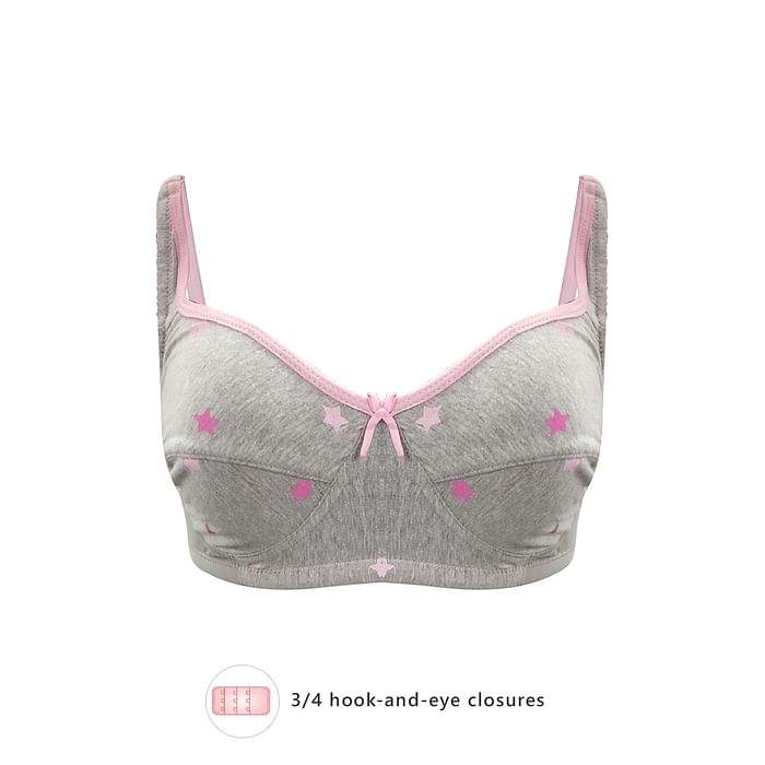

Clovia Non-Padded Non-Wired Full Cup Star Print Bra in Grey - BR1797L01, Light grey