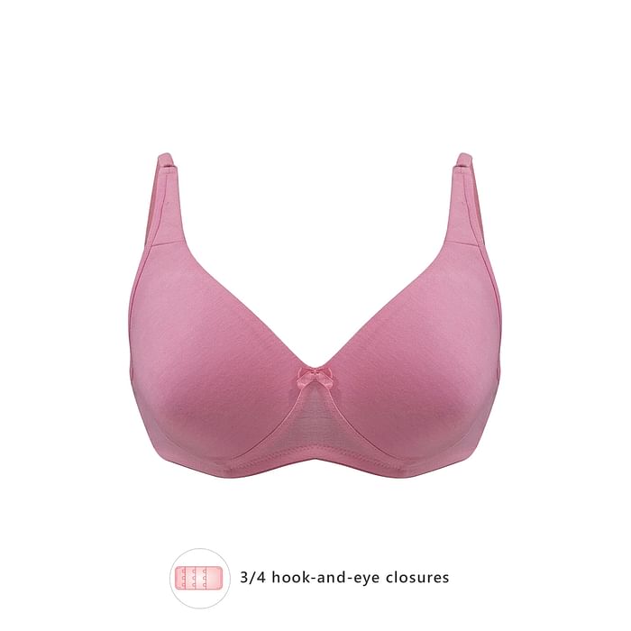 Clovia - Clovia Non-Padded Non-Wired Full Cup T-shirt Bra in Baby Pink – Cotton Rich	 – BR0636T22